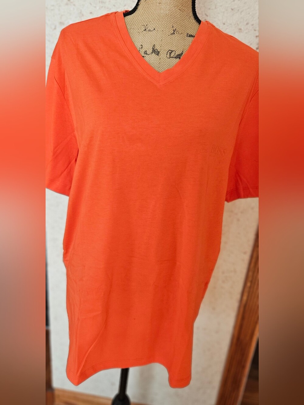 Hugo Boss Men's V-Neck Tee in Orange